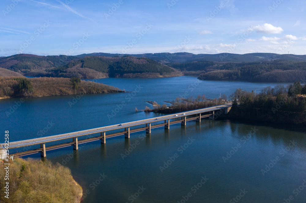 bigge lake saueland germany from above