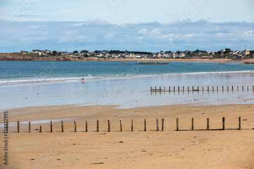 Main beach of the famous resort town Saint Malo in Brittany  France