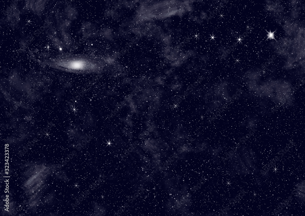 Dark blue background with stars in galaxies for astronomy, space or cosmos, the universe of the night sky.
