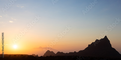 Brianda mount in Rebeirao Manuel at sunset in Santiago island in Cape Verde - Cabo Verde