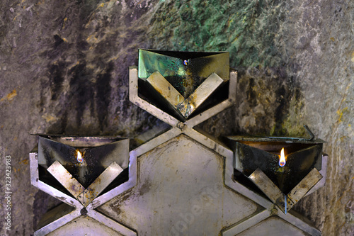 Slika na platnu Chak Chak-Ardakan Zorastrian Shrine, interior with chalice and fire in mountains
