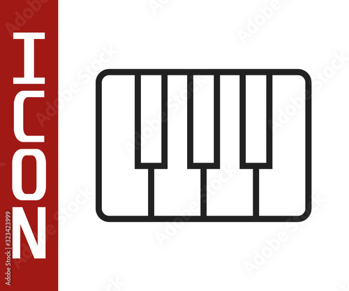 Black line Music synthesizer icon isolated on white background. Electronic piano. Vector Illustration