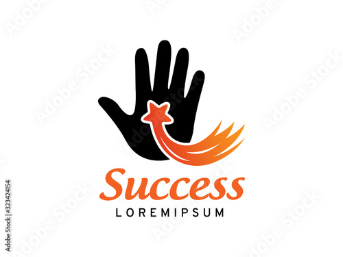 Hand and star logo template design, icon, symbol