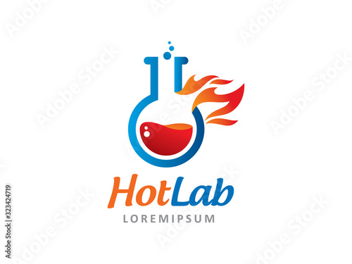 Hot lab logo template design, icon, symbol