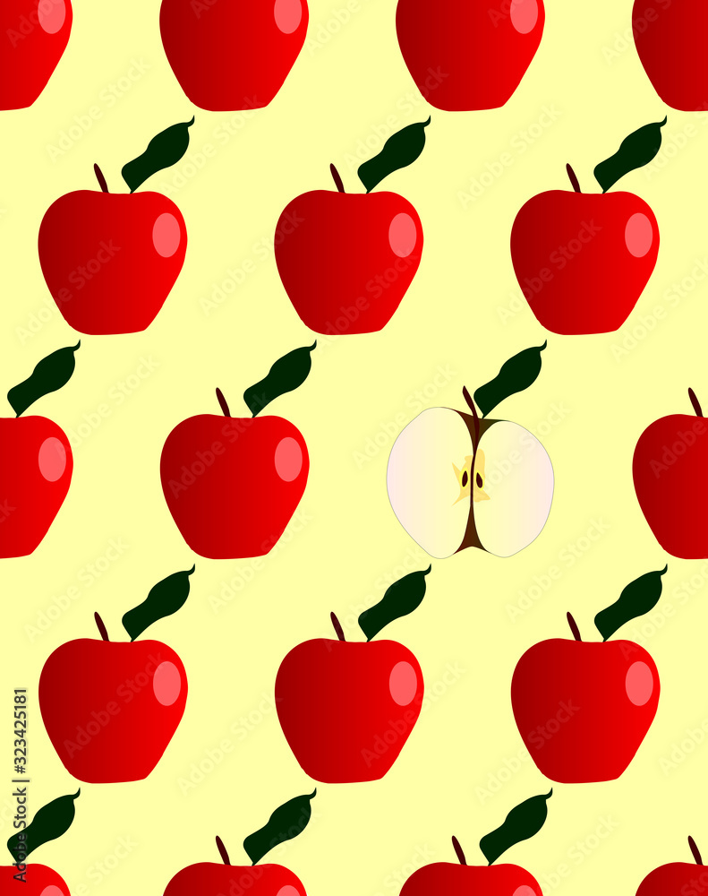 Odd One Out Seamless Red Apple Background Odd One Out Seamless Red Apple Background