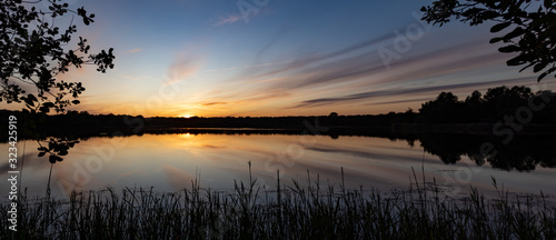 Panorama sunset on the lake