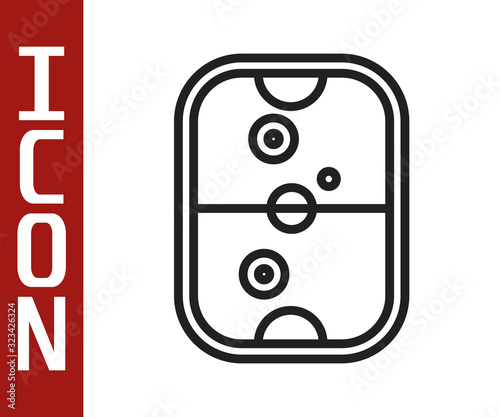 Black line Air hockey table icon isolated on white background. Vector Illustration