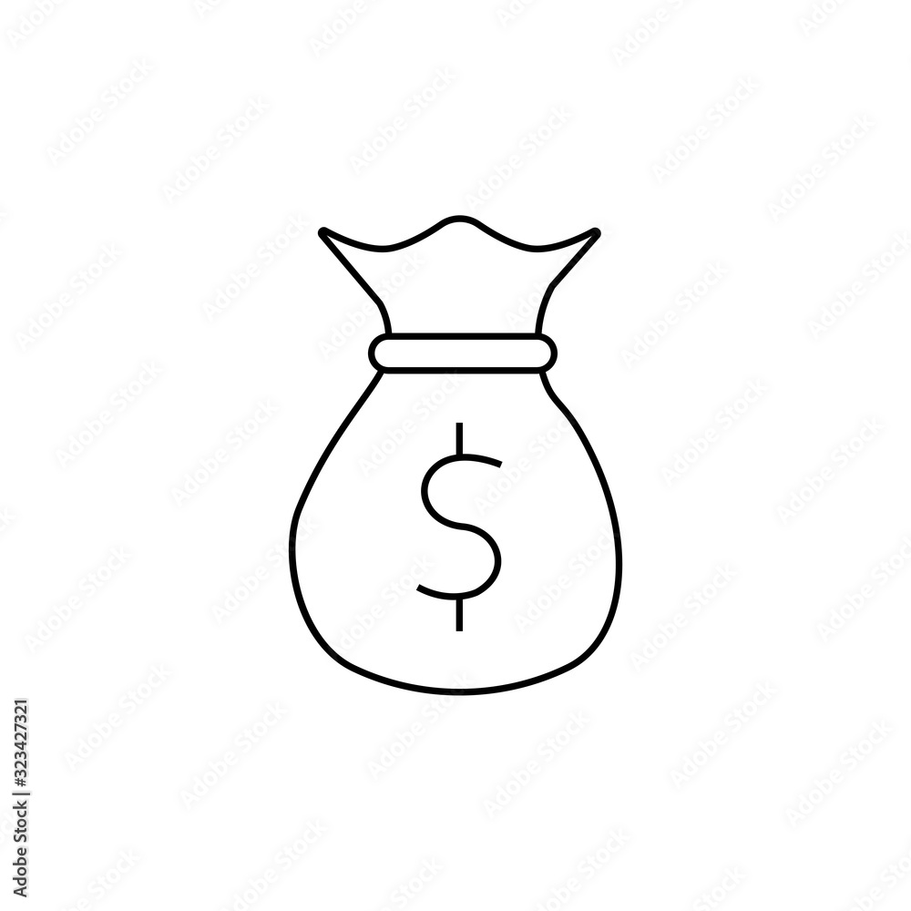 money bag line icon, outline vector logo illustration, linear pictogram isolated on white money bag line icon, outline vector logo illustration, linear pictogram isolated on white