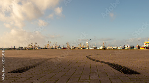 Burnig rubber, tire tracks  photo