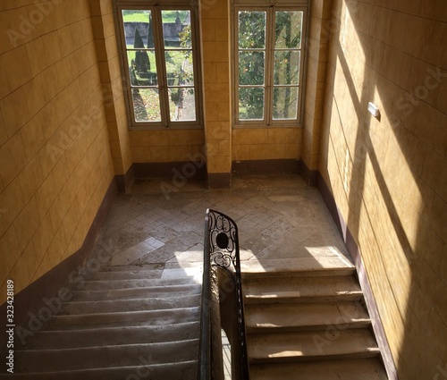 Staircase inside one Dole's old town buildings, France.