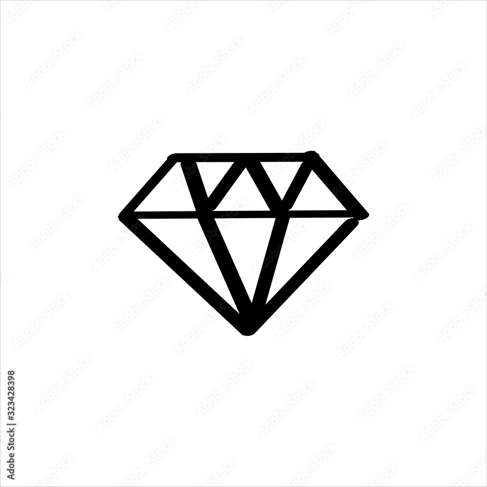 Icon sign with diamond for Qualities section. Black hand draw doodle sketch can be used in greeting cards, posters, flyers, banners, logos, web design, CV etc. Vector illustration. EPS10 Icon sign with diamond for Qualities section. Black hand draw doodle sketch can be used in greeting cards, posters, flyers, banners, logos, web design, CV etc. Vector illustration. EPS10