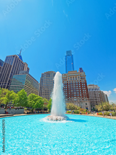 Fountain in Love Park in Philadelphia of PA