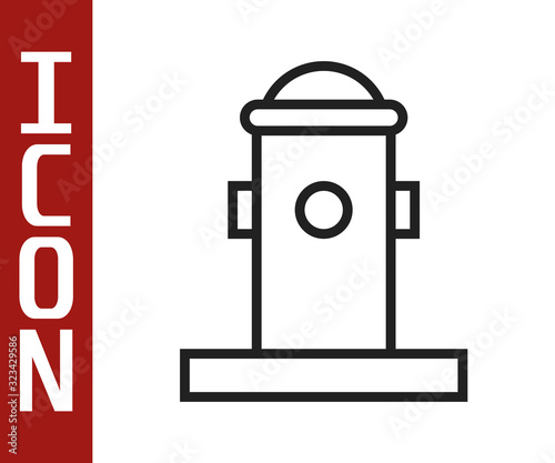 Black line Fire hydrant icon isolated on white background. Vector Illustration