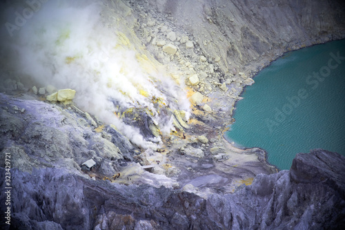 sulfur mining in the vulcano ijen indonesia