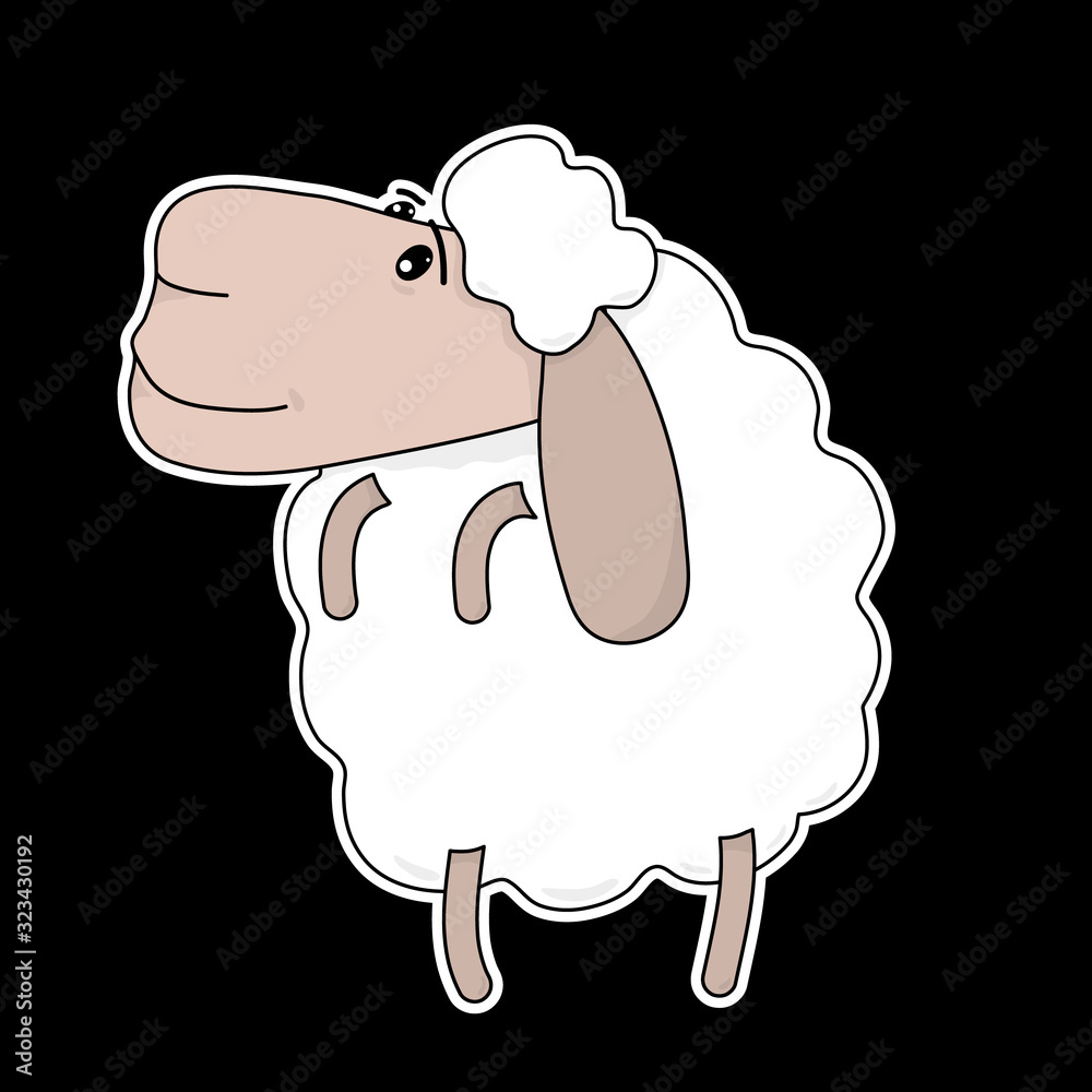 Sheep. Lamb. One of the symbols of farm, country and village. Template for icon, sticker or part of garland. Vector illustration. Sheep. Lamb. One of the symbols of farm, country and village. Template for icon, sticker or part of garland. Vector illustration.