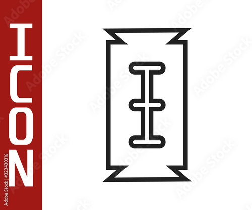 Black line Blade razor icon isolated on white background. Vector Illustration