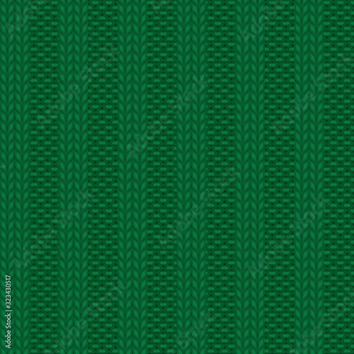 Seamless rib knit green pattern. Handycraft background