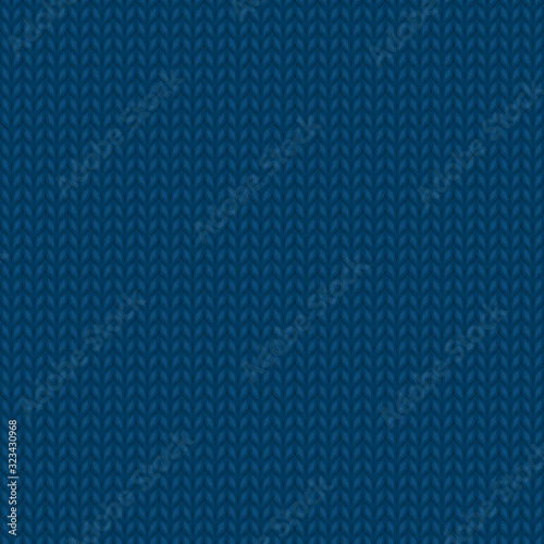 Seamless knitted dark blue pattern. Winter handycraft background