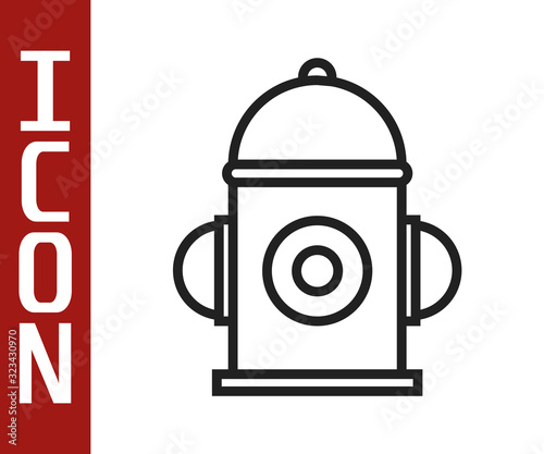 Black line Fire hydrant icon isolated on white background. Vector Illustration