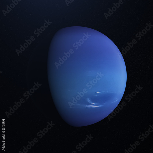 Space background, realistic planet Neptune. Print Realistic image of the planet on a black background