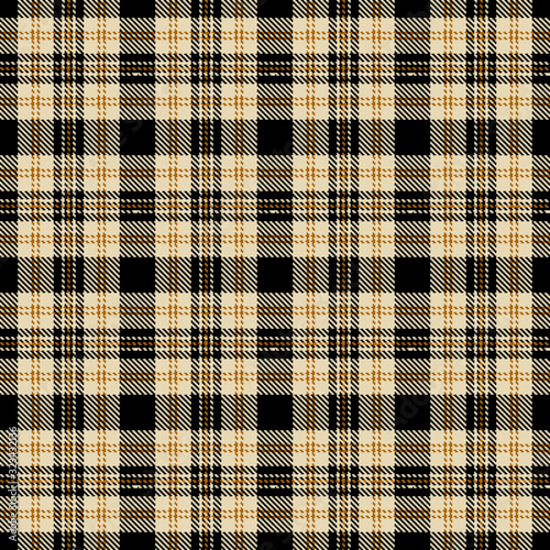 Brown, brown, beige and black plaid. Seamless checkered pattern. Tartan