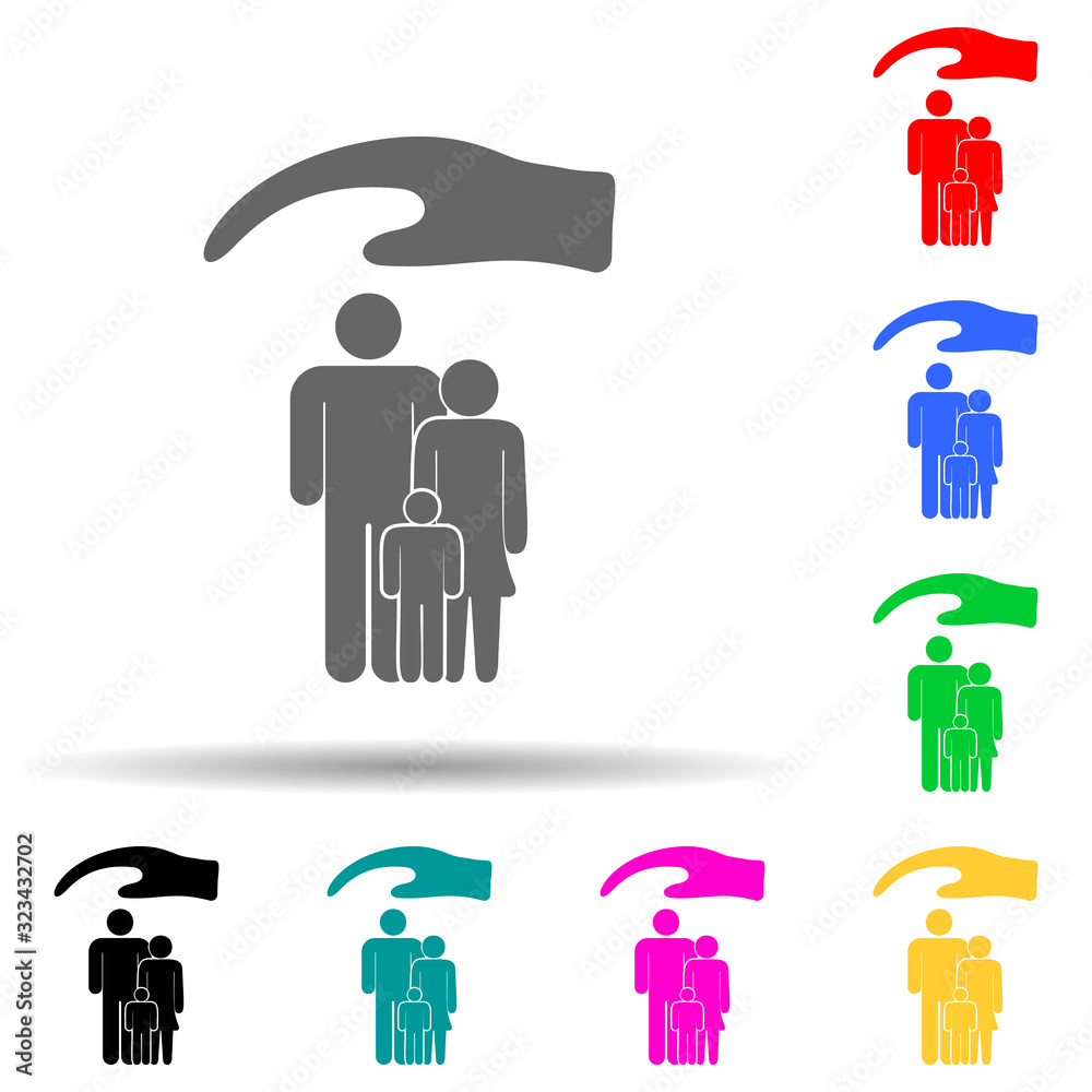 hand over family multi color style icon. Simple glyph, flat vector of insurance icons for ui and ux, website or mobile application hand over family multi color style icon. Simple glyph, flat vector of insurance icons for ui and ux, website or mobile application