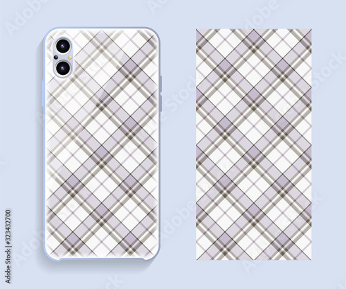 Smartphone cover design vector mockup. Template geometric pattern for mobile phone back part. Flat design.