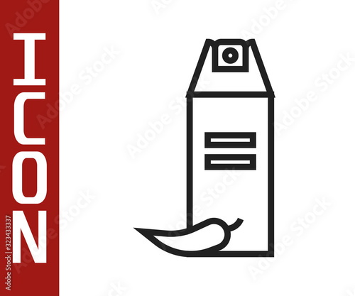 Black line Pepper spray icon isolated on white background. OC gas. Capsicum self defense aerosol. Vector Illustration