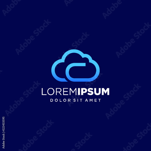Initial Letter C with Cloud Logo Design