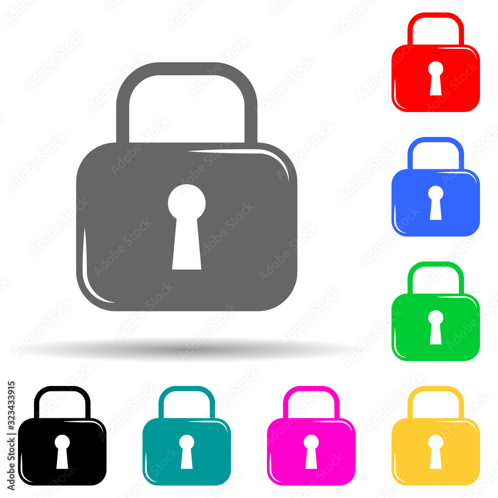 lock multi color style icon. Simple glyph, flat vector of lock and keys icons for ui and ux, website or mobile application lock multi color style icon. Simple glyph, flat vector of lock and keys icons for ui and ux, website or mobile application