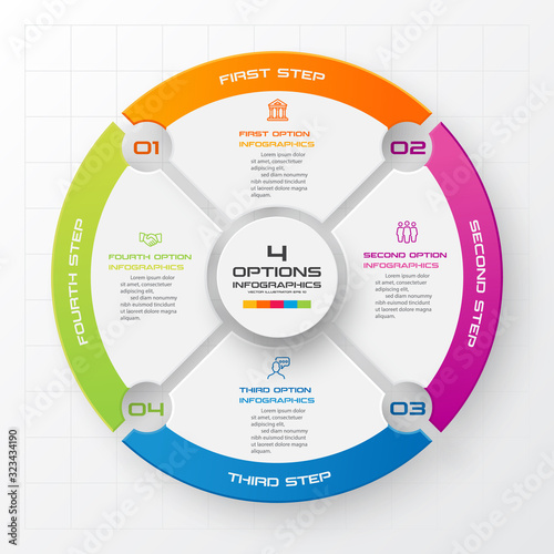 Circle infographic template with 4 options,Vector illustration.