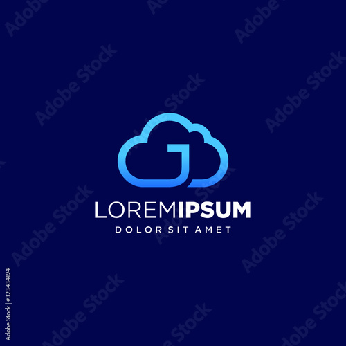 Initial Letter J with Cloud Logo Design