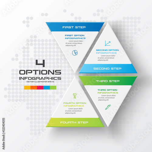 Business concept design with triangle and 4 options,Infographic template can be used for presentation,Vector illustration. © GfxPapercut