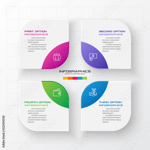 Business infographics template 4 steps,Element for design invitations,Vector illustration.