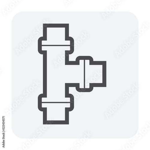 Pipe vector icon. Made from steel or metal connection by flange fitting fixing by screw and bolt. Part for pipeline construction to transport oil and gas in industry, water in plumbing and irrigation.