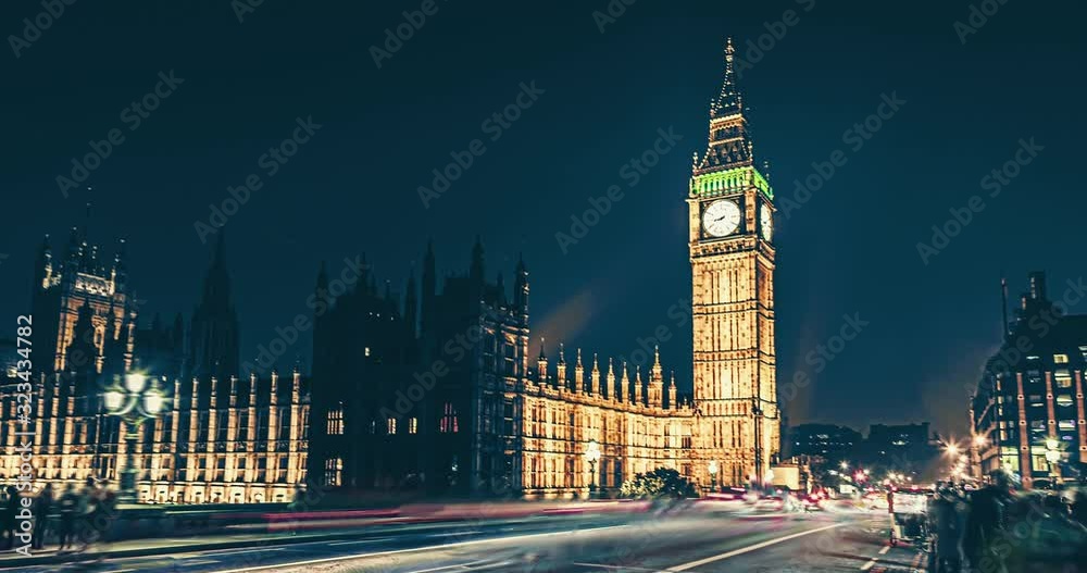 Hyperlapse of Big Ben at dusk in London