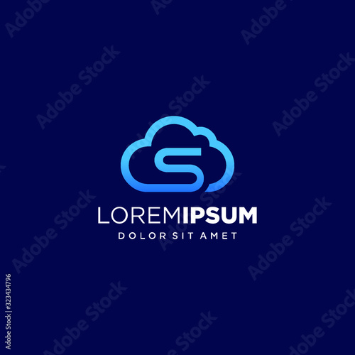 Initial Letter S with Cloud Logo Design