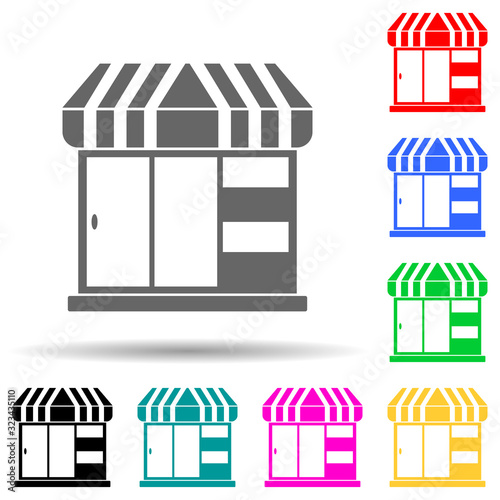 kiosk shop multi color style icon. Simple glyph, flat vector of market icons for ui and ux, website or mobile application