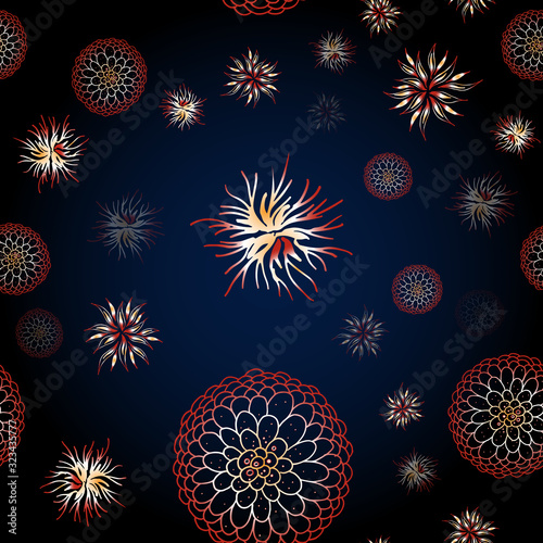 Seamless pattern of coronavirus microbes. Coronavirus 2019-nCoV. Colorful simple line elements from a medical concept. Editable vector stroke microbe.Virus, bacteria.