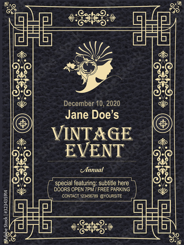 Grunge vintage Poster - vintage poster with retro elements on grunge background. Design template with sample text for promoting your vintage events.
