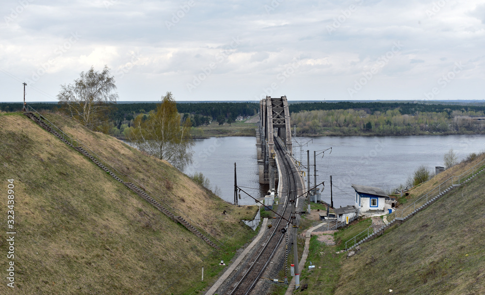 Naklejka premium railway bridge over the river