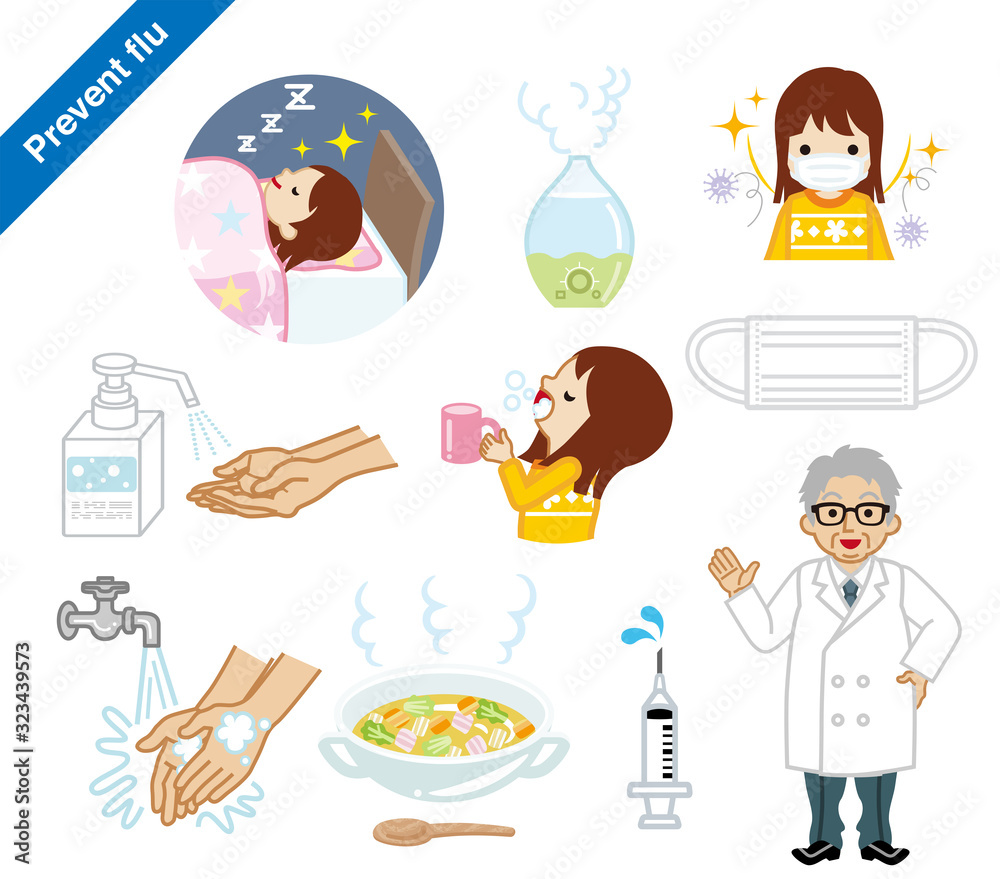Flu prevention clipart set Stock Vector | Adobe Stock