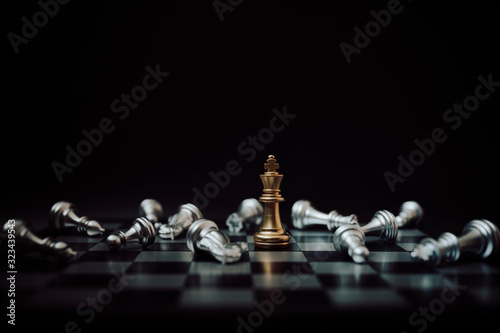 Fototapete Chess board game, Strategy planning and competition business concept