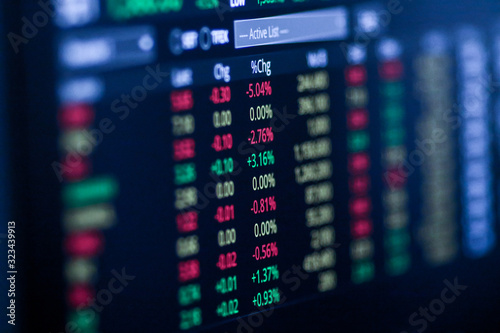Stock exchange market chart, Stock market data on LED display. Business analysis concept.