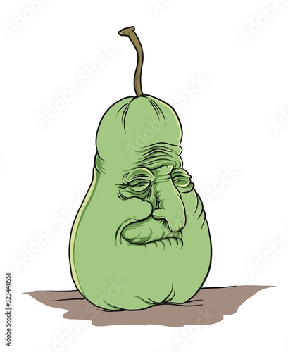 A nice old and grotesque pear character. Vector Illustration