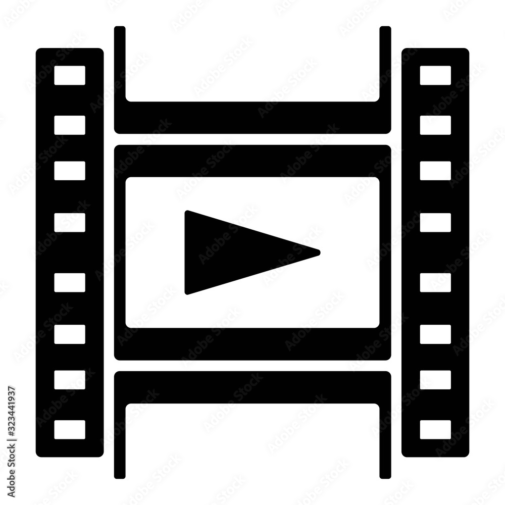 Obraz premium Play icon illustration. Video, movie, film player sign. Music, media start button. Multimedia options arrows, not pause sign.