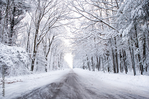 Snow covered W. Wausau Ave in Wausau, Wisconsin in the month of January after a snowstorm photo