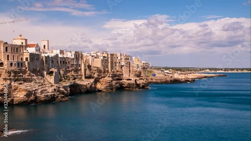 Panoramic view of Polignano. Puglia. Italy. Time-lapse.