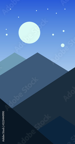 night sky with stars and moon scenery