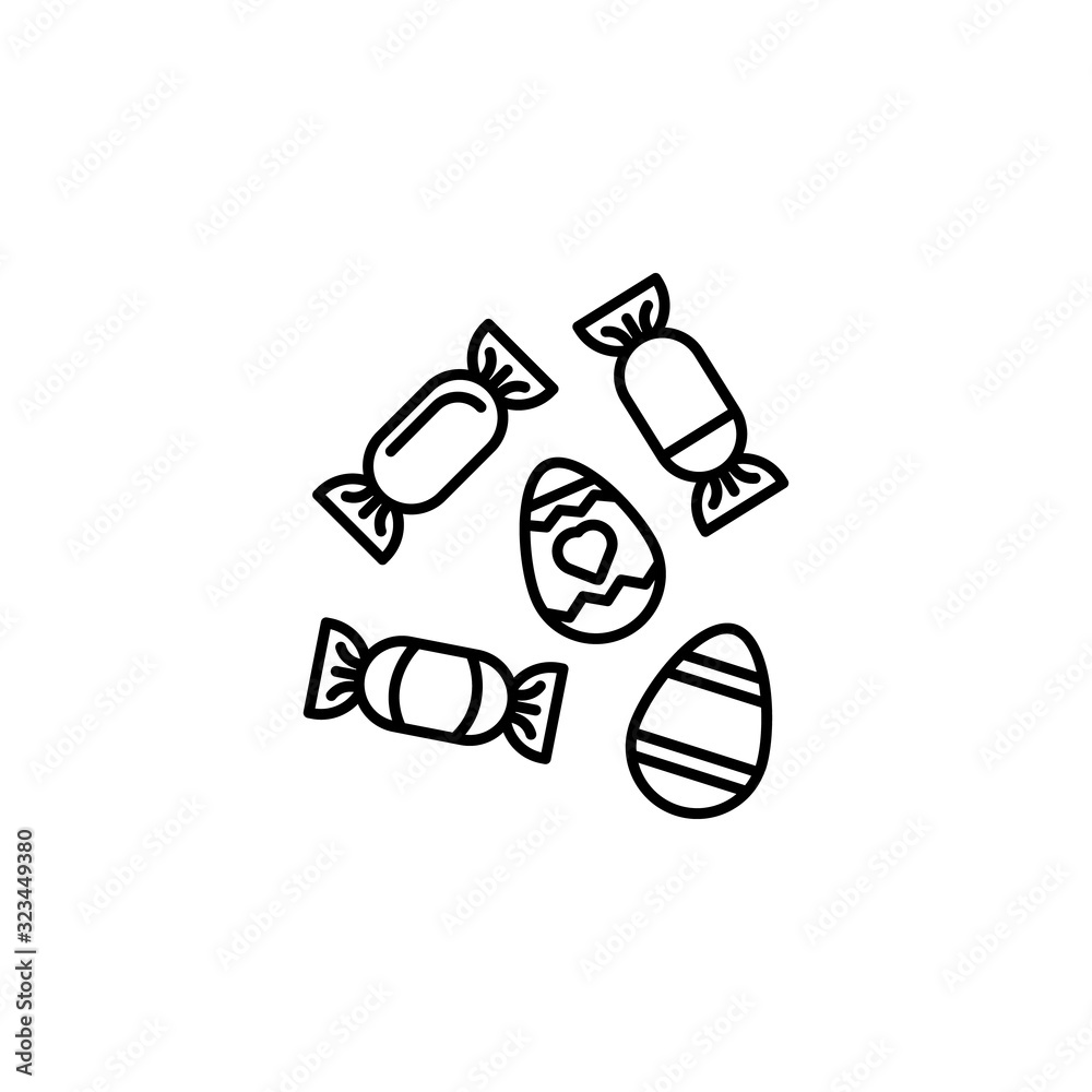 egg, candy, sweets, easter line icon on white background egg, candy, sweets, easter line icon on white background